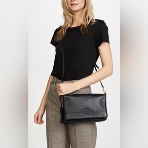 TORY BURCH MCGRAW FOLD OVER CROSSBODY BAG BLACK, In Excellent Used Condition!